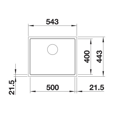 Νεροχύτης Γρανίτη 54.3x44.3cm BLANCO SILGRANIT σειρά SUBLINE 500-IF SteelFrame Black 525997
