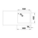 Νεροχύτης Γρανίτη 54.3x44.3cm BLANCO SILGRANIT σειρά SUBLINE 500-IF SteelFrame Black 525997