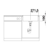 Νεροχύτης Γρανίτη 54.3x44.3cm BLANCO SILGRANIT σειρά SUBLINE 500-IF SteelFrame Black 525997