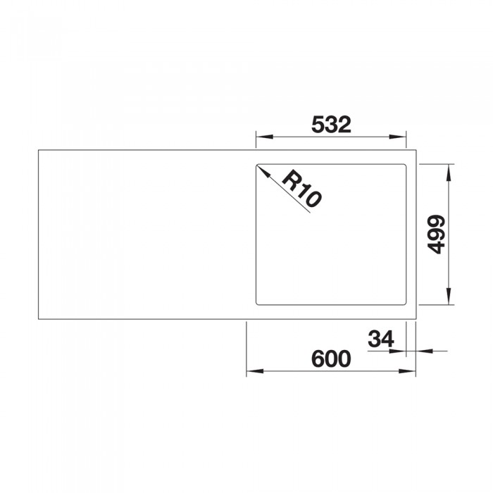 Νεροχύτης Γρανίτη 54.3x51cm BLANCO SILGRANIT σειρά SUBLINE 500-IF/A SteelFrame Black 526000