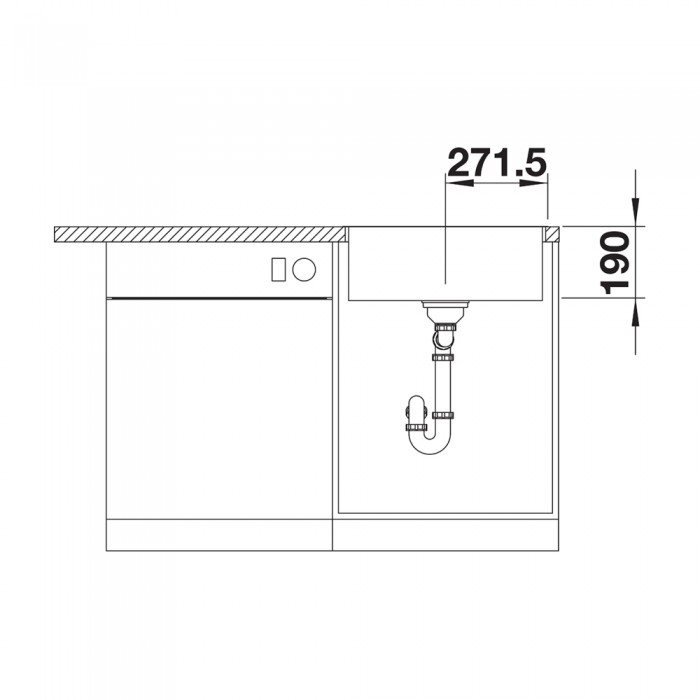 Νεροχύτης Γρανίτη 54.3x51cm BLANCO SILGRANIT σειρά SUBLINE 500-IF/A SteelFrame Black 526000