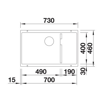 Γρανιτένιος νεροχύτης υποκαθήμενος 73x46cm BLANCO SILGRANIT σειρά SUBLINE 700-U LEVEL Anthracite 523452