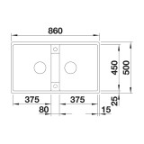 Νεροχύτης Γρανίτη 86x50cm BLANCO SILGRANIT σειρά ZIA 9 White 516678