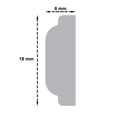 Ξύλινο Διακοσμητικό Πηχάκι άβαφο από Μασίφ ξύλο οξιάς  18x6mm μήκος 220cm 175101.0010-4014/18