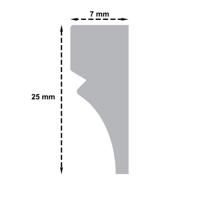 Ξύλινο Διακοσμητικό Πηχάκι άβαφο από Μασίφ ξύλο οξιάς  25x7mm μήκος 220cm 175101.0013-4106/25