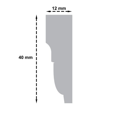 Ξύλινο Διακοσμητικό Πηχάκι άβαφο από Μασίφ ξύλο οξιάς  40x12mm μήκος 220cm 175101.0016-5007/40