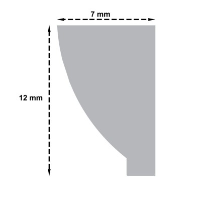 Ξύλινο Διακοσμητικό Πηχάκι άβαφο από Μασίφ ξύλο οξιάς  12x7mm μήκος 220cm 175101.0023-8073/12