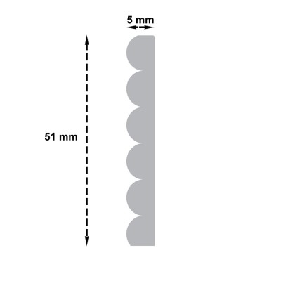 Ξύλινο Διακοσμητικό Πηχάκι άβαφο από Μασίφ ξύλο οξιάς  51x5mm μήκος 220cm 175101.0024-8086/51
