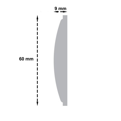 Ξύλινο Διακοσμητικό Πηχάκι άβαφο από Μασίφ ξύλο οξιάς  60x9mm μήκος 220cm 175101.0116-8033
