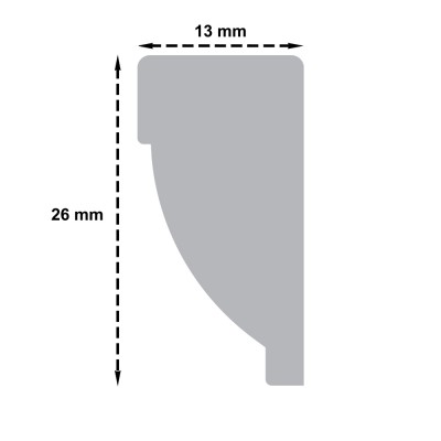 Ξύλινο Διακοσμητικό Πηχάκι άβαφο από Μασίφ ξύλο οξιάς  26x13mm μήκος 220cm 175101.0132-5002/CQ/26