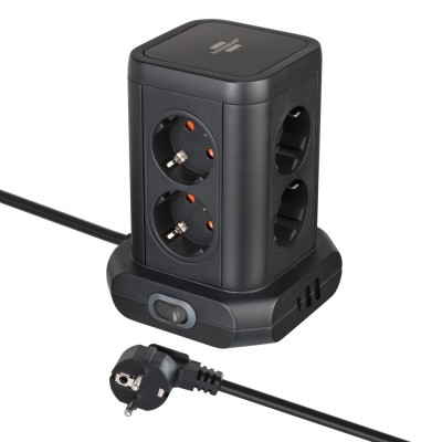 Πύργος Πολύπριζο 8 Θέσεων με 2x USB-A & 1x USB-C PD 20W Καλώδιο 2m Μαύρο Brennenstuhl 1153560010
