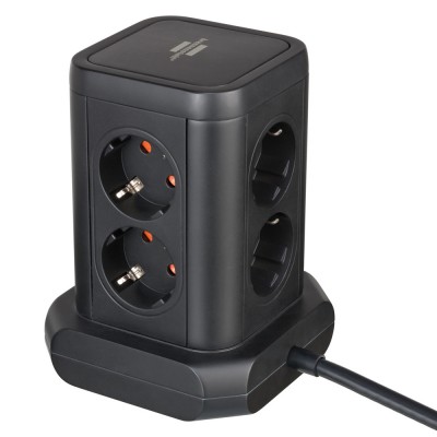 Πύργος Πολύπριζο 8 Θέσεων με 2x USB-A & 1x USB-C PD 20W Καλώδιο 2m Μαύρο Brennenstuhl 1153560010