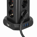Πύργος Πολύπριζο 8 Θέσεων με 2x USB-A & 1x USB-C PD 20W Καλώδιο 2m  Μαύρο Brennenstuhl 1153560010