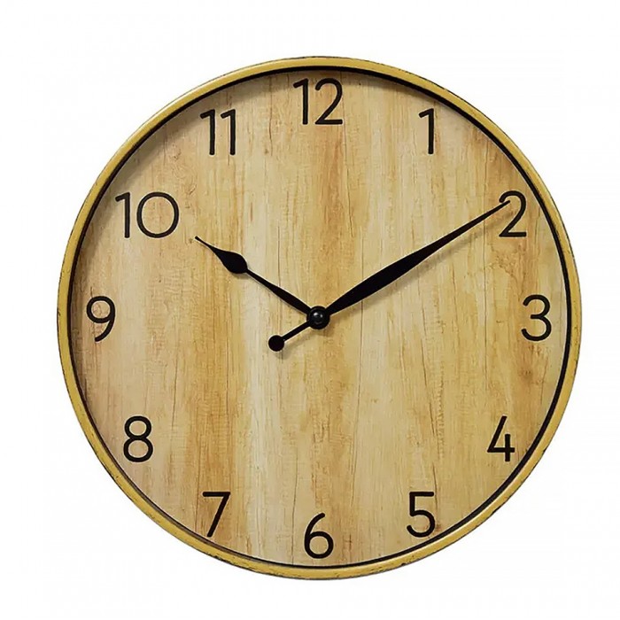 Ρολόι Τοίχου Πλαστικό με Εφέ Φυσικό Ξύλο 30.5cm Chios Hellas