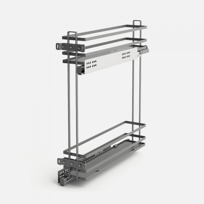 Βαγονέτο Διώροφο με Φρένο για Ντουλάπι με Πόρτα 15cm H.525mm με Βάση σε Χρώμα Ανθρακί Compagnucci Premium Line 332 Series 332001DBC4DK