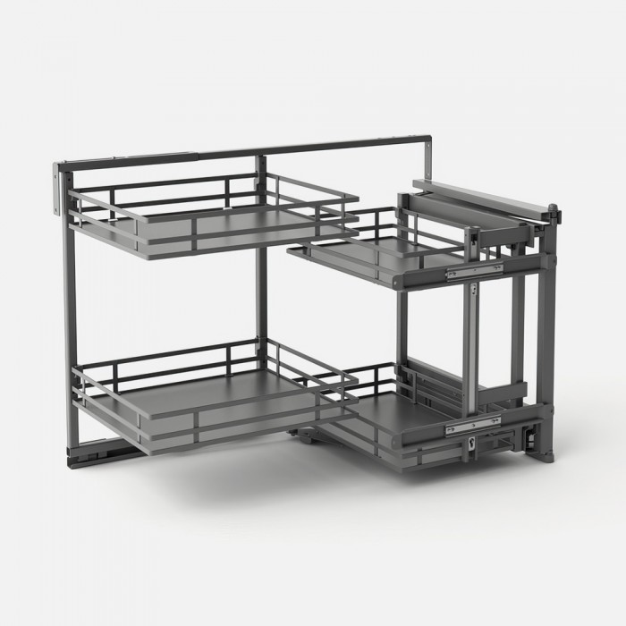 Magic Corner με Φρένο για Τυφλό Ντουλάπι με Πόρτα 45cm με Βάση σε Χρώμα Ανθρακί Compagnucci Premium Line 597 Series