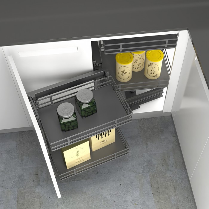 Magic Corner με Φρένο για Τυφλό Ντουλάπι με Πόρτα 40cm με Βάση σε Χρώμα Ανθρακί Compagnucci Premium Line 597 Series