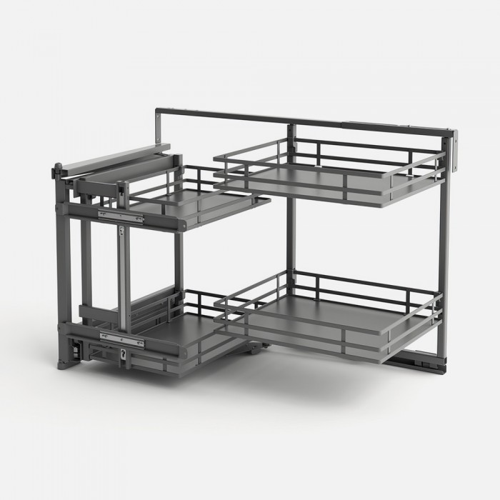 Magic Corner με Φρένο για Τυφλό Ντουλάπι με Πόρτα 40cm με Βάση σε Χρώμα Ανθρακί Compagnucci Premium Line 597 Series