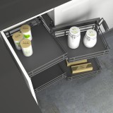 Magic Corner Ολικής Εξαγωγής με Φρένο για Τυφλό Ντουλάπι με Πόρτα 45cm με Χερούλι και Βάση σε Χρώμα Ανθρακί Compagnucci Premium Line 599H Series