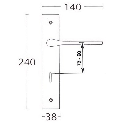 Πόμολα πόρτας Convex χειρολαβή με πλάκα 1485 σε Χρώμιο