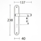 Πόμολα πόρτας Convex χειρολαβή με πλάκα 1745 σε Ματ Όρο