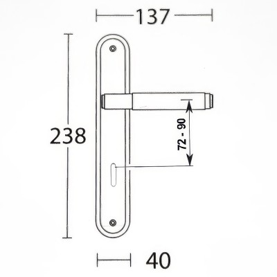 Πόμολα πόρτας Convex χειρολαβή με πλάκα 1745 σε Ματ Νίκελ