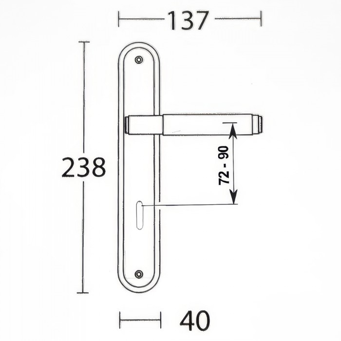 Πόμολα πόρτας Convex χειρολαβή με πλάκα 1745 σε Ματ Όρο