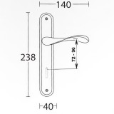 Πόμολα πόρτας Convex χειρολαβή με πλάκα 425 σε Ματ Μαύρο