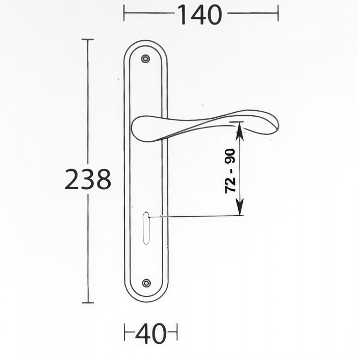 Πόμολα πόρτας Convex χειρολαβή με πλάκα 425 σε Ματ Μαύρο