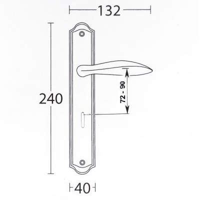 Πόμολα πόρτας Convex χειρολαβή με πλάκα 625 σε Ματ Νίκελ