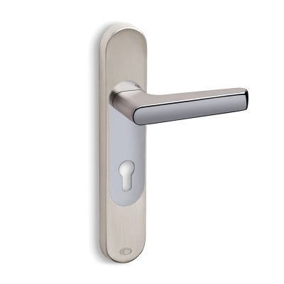 Πόμολα πόρτας Convex χειρολαβή με στρογγυλή πλάκα 2015 Ματ Νίκελ -Χρώμιο