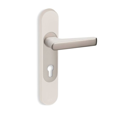 Πόμολα πόρτας Convex χειρολαβή με στρογγυλή πλάκα 2015 Ματ Νίκελ-Λευκό