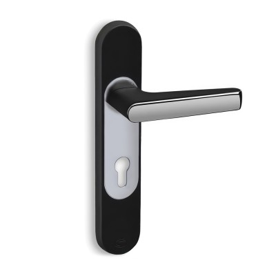 Πόμολα πόρτας Convex χειρολαβή με στρογγυλή πλάκα 2015 Ματ Μαύρο -Χρώμιο