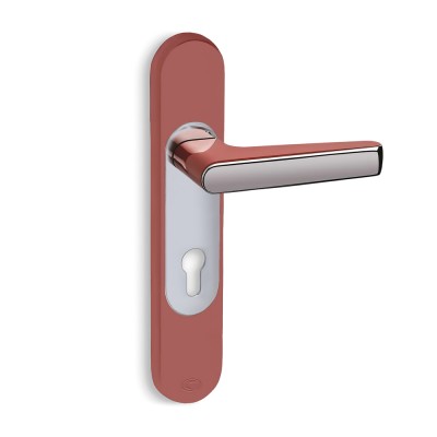 Πόμολα πόρτας Convex χειρολαβή με στρογγυλή πλάκα 2015 Κόκκινο -Χρώμιο