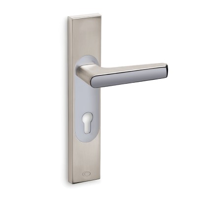 Πόμολα πόρτας Convex χειρολαβή με τετράγωνη πλάκα 2015 Ματ Νίκελ -Χρώμιο