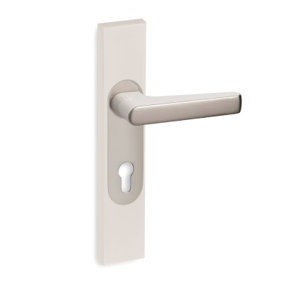 Πόμολα πόρτας Convex χειρολαβή με τετράγωνη πλάκα 2015 Ματ Νίκελ -Λευκό