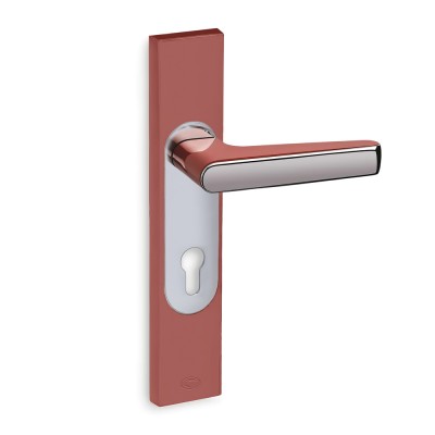 Πόμολα πόρτας Convex χειρολαβή με τετράγωνη πλάκα 2015 Κόκκινο -Χρώμιο