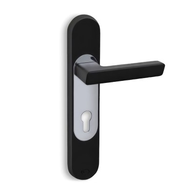 Πόμολα πόρτας Convex χειρολαβή με στρογγυλή πλάκα 2145 Ματ Μαύρο -Χρώμιο