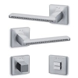 Πόμολα πόρτας (2τεμάχια Ζεύγος) Convex χειρολαβή με ροζέτα 1125-S24 σε Ματ Χρώμιο