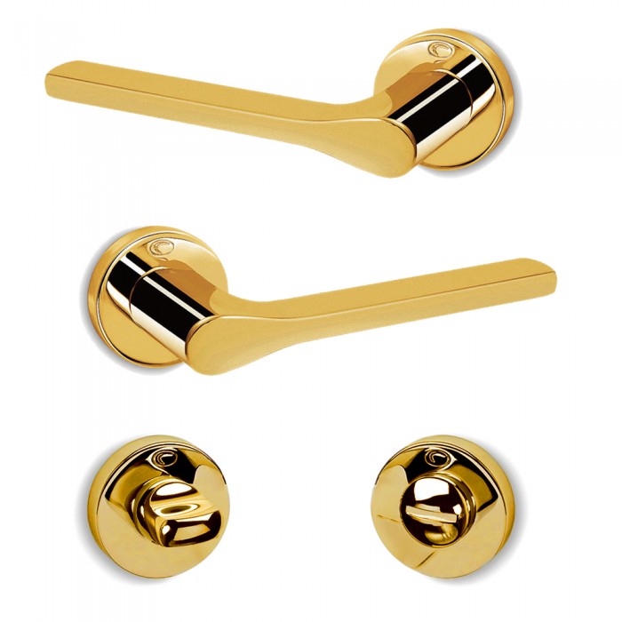 Πόμολα πόρτας (2τεμάχια Ζεύγος) Convex χειρολαβή με ροζέτα 1515-S20 σε Επίχρυσο