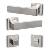 Πόμολα πόρτας (2τεμάχια Ζεύγος) Convex χειρολαβή με ροζέτα 1555-S05 σε Ματ Νίκελ