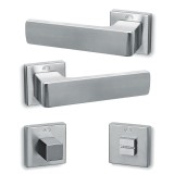 Πόμολα πόρτας (2τεμάχια Ζεύγος) Convex χειρολαβή με ροζέτα 1555-S24 σε Ματ Χρώμιο