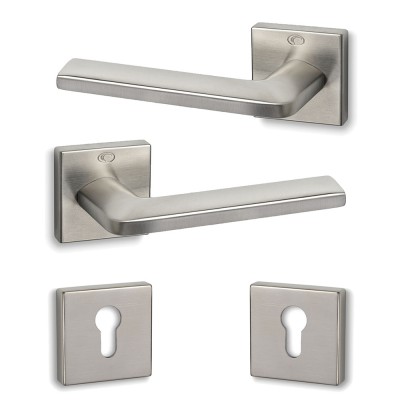 Πόμολα πόρτας (2τεμάχια Ζεύγος) Convex χειρολαβή με ροζέτα 1085-S05 σε Ματ Νίκελ