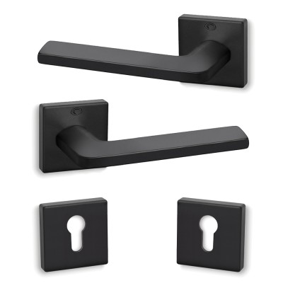 Πόμολα πόρτας (2τεμάχια Ζεύγος) Convex χειρολαβή με ροζέτα 1085-S19 σε Ματ Μαύρο