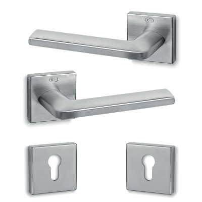 Πόμολα πόρτας (2τεμάχια Ζεύγος) Convex χειρολαβή με ροζέτα 1085-S24 Ματ Χρώμιο