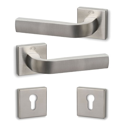 Πόμολα πόρτας (2τεμάχια Ζεύγος) Convex χειρολαβή με ροζέτα 1115-S05 σε Ματ Νίκελ