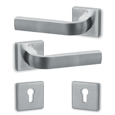 Πόμολα πόρτας (2τεμάχια Ζεύγος) Convex χειρολαβή με ροζέτα 1115-S24 σε Ματ Χρώμιο