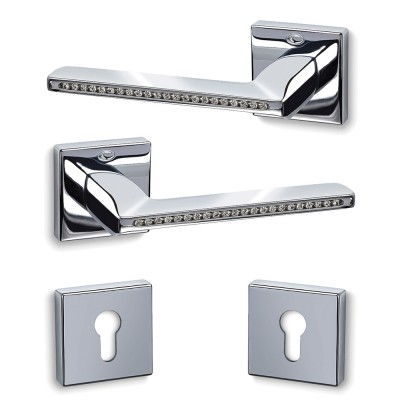 Πόμολα πόρτας (2τεμάχια Ζεύγος) Convex χειρολαβή με ροζέτα 1125-S04 σε Χρώμιο