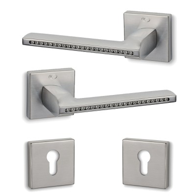 Πόμολα πόρτας (2τεμάχια Ζεύγος) Convex χειρολαβή με ροζέτα 1125-S05 σε Ματ Νίκελ