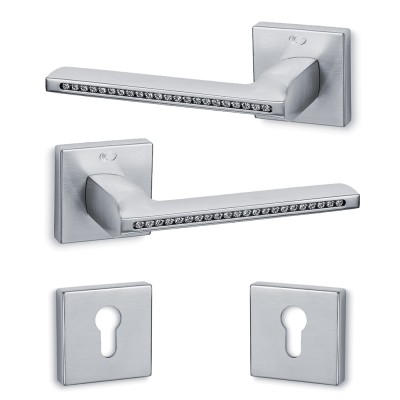 Πόμολα πόρτας (2τεμάχια Ζεύγος) Convex χειρολαβή με ροζέτα 1125-S24 σε Ματ Χρώμιο